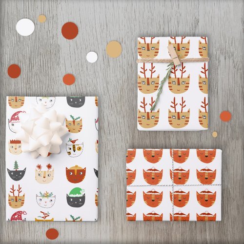 Funny Cat Pattern Christmas Wrapping Paper Sheets