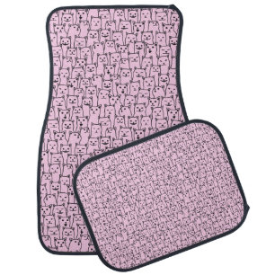 Funny cat pattern pink car floor mat