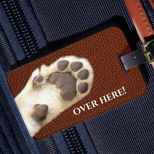 Funny Cat Paw Faux Leather Luggage Tag