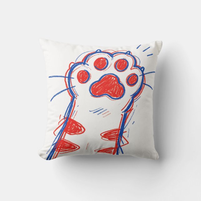 Funny Cat Paw High Five Cat Lover Throw Pillow (Front)