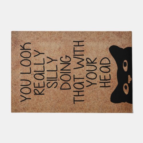 Funny Cat Peeking Doormat  Cat Lover Rug Gifts