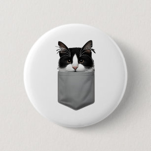 Funny Cat Peeking In Pocket Cute Cat Lover For Men Button