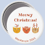 Funny Cat Personalized Christmas Magnet<br><div class="desc">A bunch of cute and fun cats in winter holiday hats and accessories to make you smile.  Change the greeting,  name and year to personalize.  Original art by Nic Squirrell.</div>