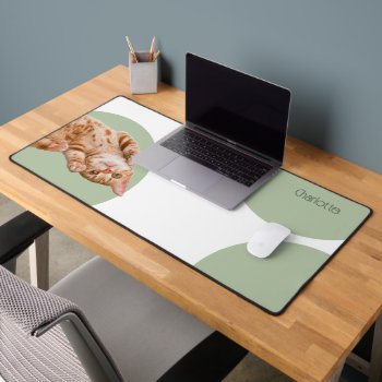 Funny Cat Personalized Desk Mat by Ricaso_Designs at Zazzle