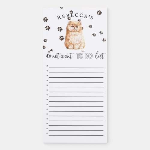 Funny Cat  Personalized To Do List Magnetic Notepad