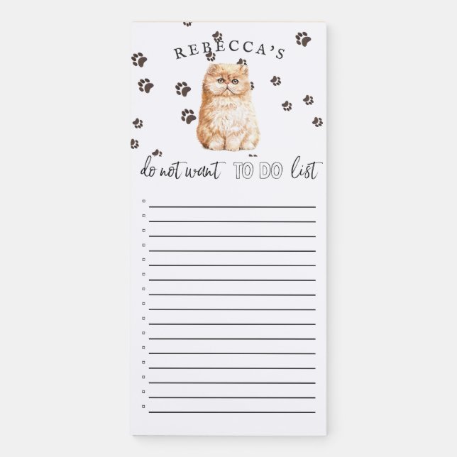 Funny Cat | Personalized To Do List Magnetic Notepad (Front)