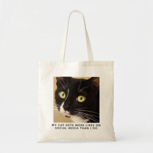 Funny Cat Photo Personalized Tote Bag