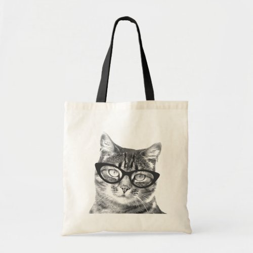 Funny cat photo tote bag  Kitten with glasses