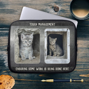 Funny Cat Photos Metal Leather Laptop Sleeve