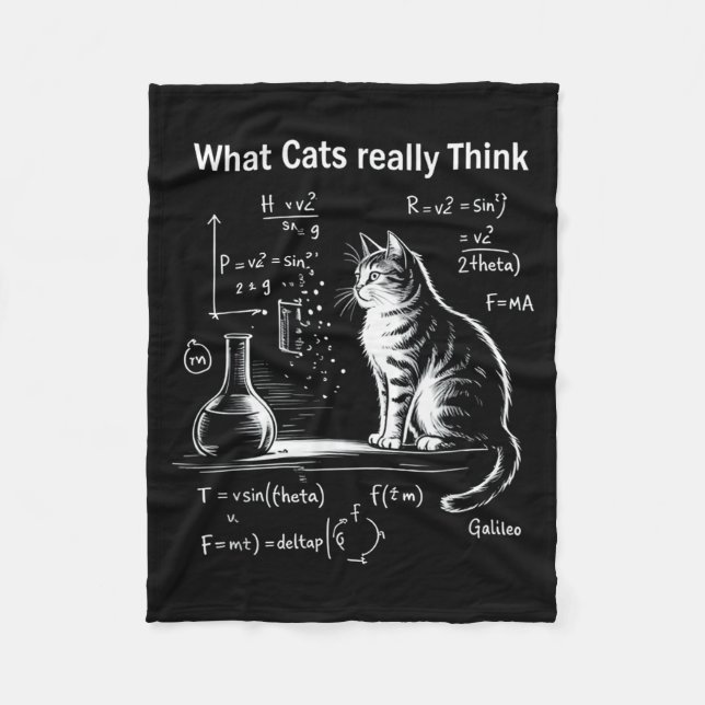 Funny Cat Physics Humor Design What Cats Really Th Fleece Blanket (Front)