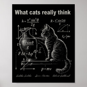 Funny Cat Physics Humor Design What Cats Really Th Poster