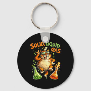 Funny Cat Physics States of Solid Liquid Gas Keychain