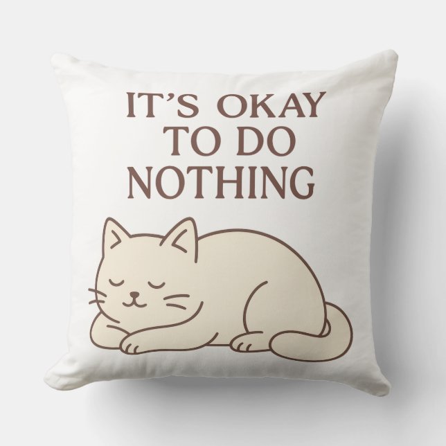 Funny Cat Pillow - Throw Pillow - Cute Design (Front)