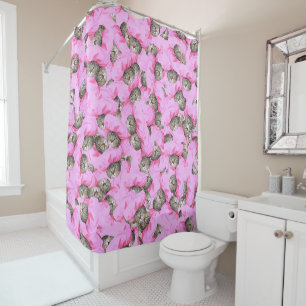 Funny Cat Pink Shower Curtain