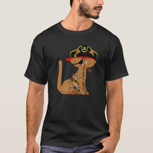 Funny Cat Pirate Design Halloween Pirates Kids Boy T_Shirt