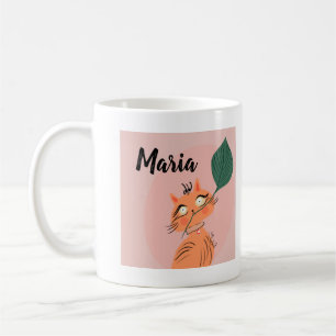 Funny Cat Plant Leaf Cartoon Coffee Mug