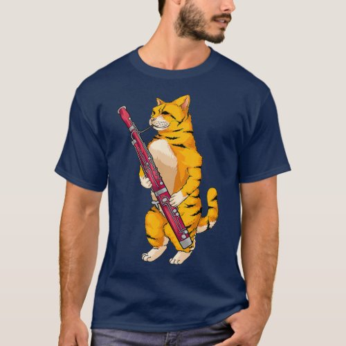 Funny Cat Playing Bassoon  Cool Animal Lover T_Shirt
