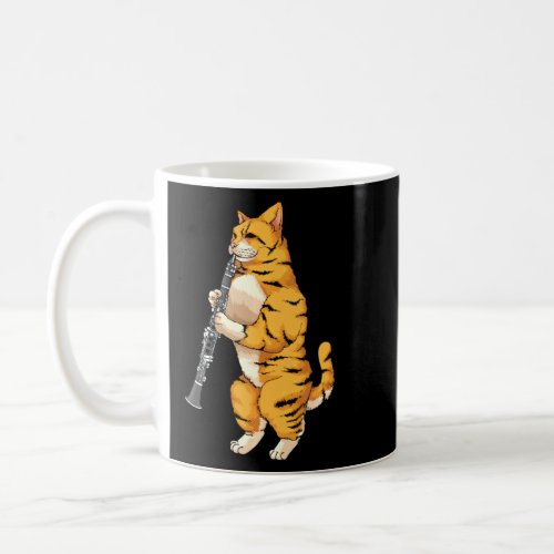 Funny Cat Playing Clarinet Cool Animal Musician  Coffee Mug