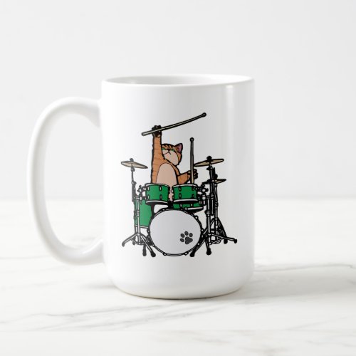Funny Cat Playing Drums Cat Drummer Drummer Gift Coffee Mug