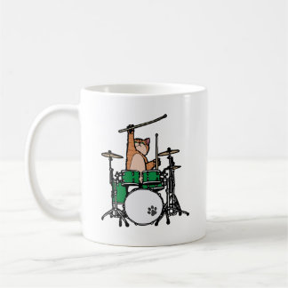Funny Cat Playing Drums, Cat Drummer, Drummer Gift Coffee Mug
