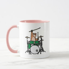 Funny Cat Playing Drums, Cat Drummer, Drummer Gift Mug