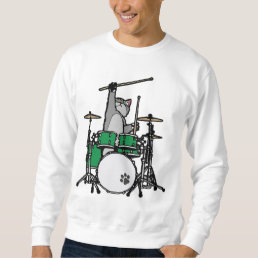 Funny Cat Playing Drums, Cat Drummer, Drummer Gift Sweatshirt