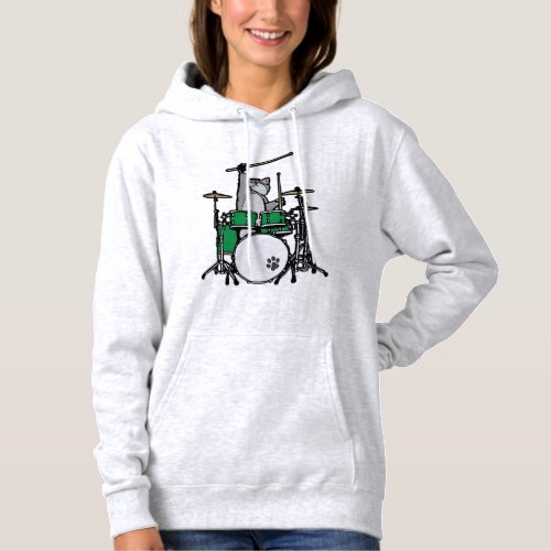 Funny Cat Playing Drums Cat Drummer Hoodie