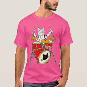 Funny Cat Playing Drums Drum Kit T-Shirt