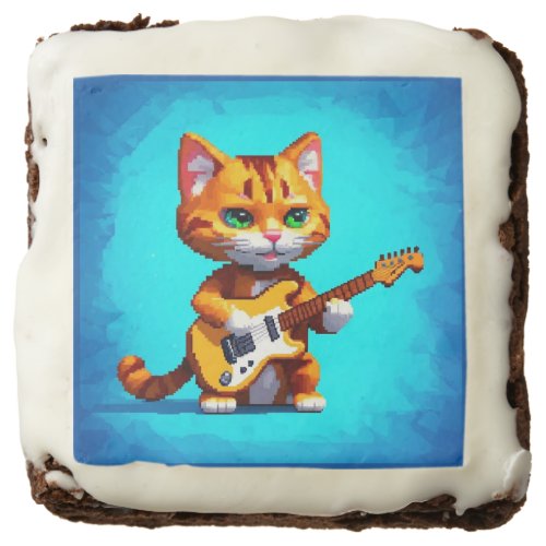 Funny Cat Playing Guitar Art Brownie