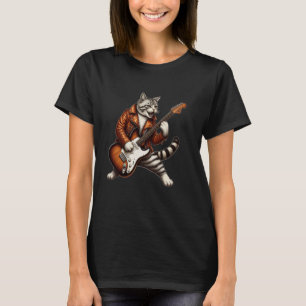 Funny Cat Playing Guitar Cat Guitarist Rock Star C T-Shirt