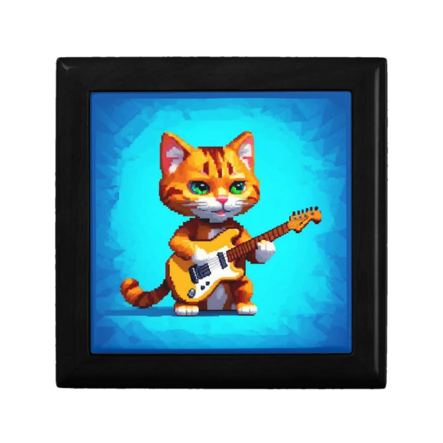 Funny Cat Playing Guitar Gift Box (Front)