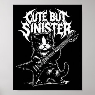 Funny cat playing guitar guitarist rock and roll poster