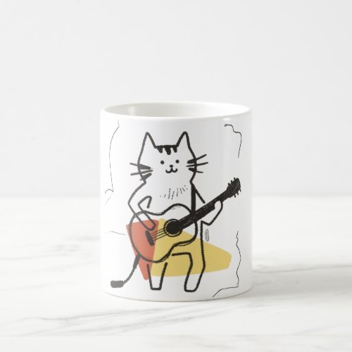 Funny Cat Playing Guitar Music Lover Coffee Mug