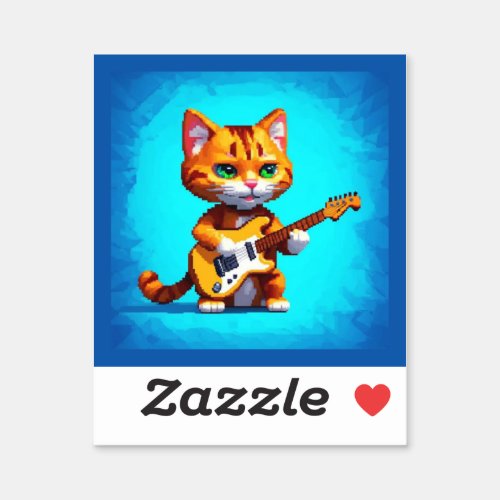 Funny Cat Playing Guitar Sticker