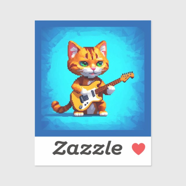 Funny Cat Playing Guitar Sticker (Sheet)