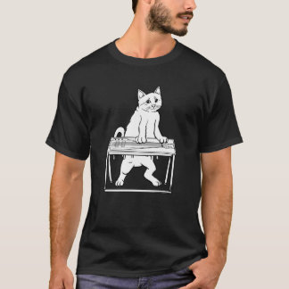 Funny Cat Playing Pedal Steel T shirt Country Blue