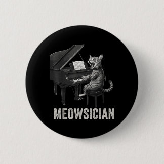 Funny Cat Playing Piano Music Pun Meowsician Band Button