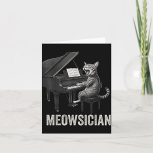 Funny Cat Playing Piano Music Pun Meowsician Band Card