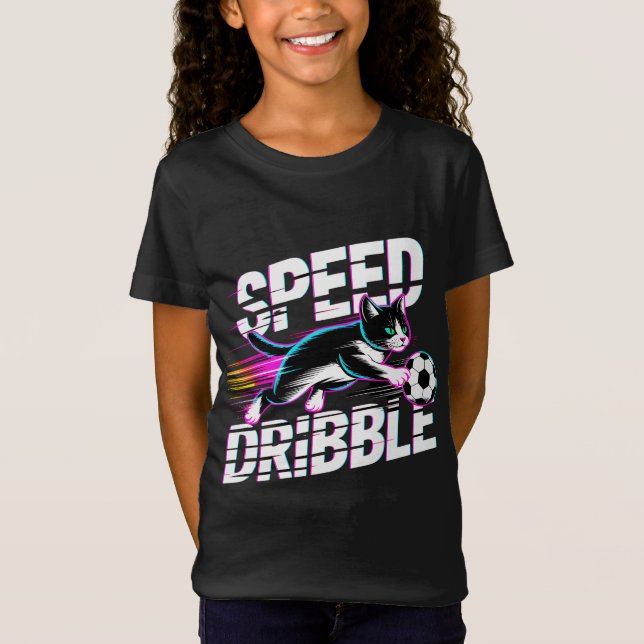 Funny Cat Playing Soccer - Gift for Kids & Teens T-Shirt (Front)