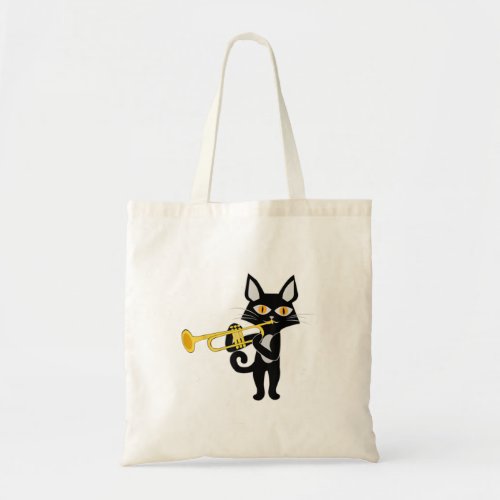 Funny Cat Playing trumpet Cat Lover T_Shirt_6QTLT Tote Bag