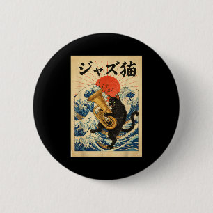 Funny Cat Playing Tuba For Jazz Musician Tubist Button