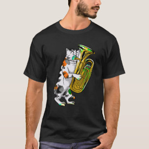 Funny Cat Playing Tuba Gift Cute Kitten Musician F T-Shirt