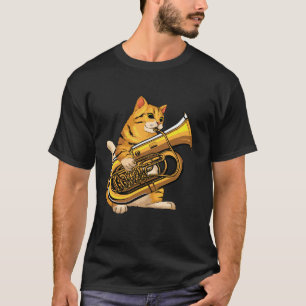 Funny Cat Playing Tuba Gift Cute Kitten Musician F T-Shirt