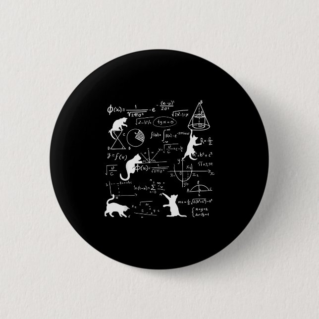 Funny Cat Playing With Math Formulas Kitten Cat An Button (Front)