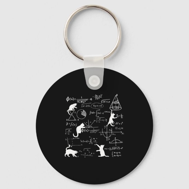 Funny Cat Playing With Math Formulas Kitten Cat An Keychain (Front)