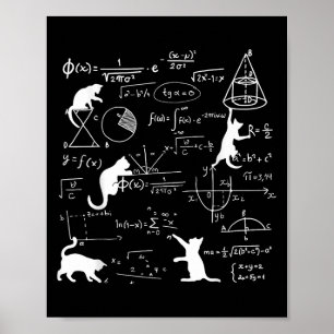 Funny Cat Playing With Math Formulas Kitten Cat An Poster