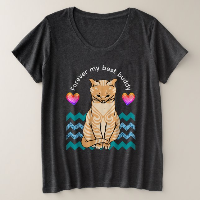 funny cat plus size T-Shirt (Design Front)