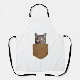 Funny Cat Pocket Shirt Cute Kitten in Your Pocket Apron