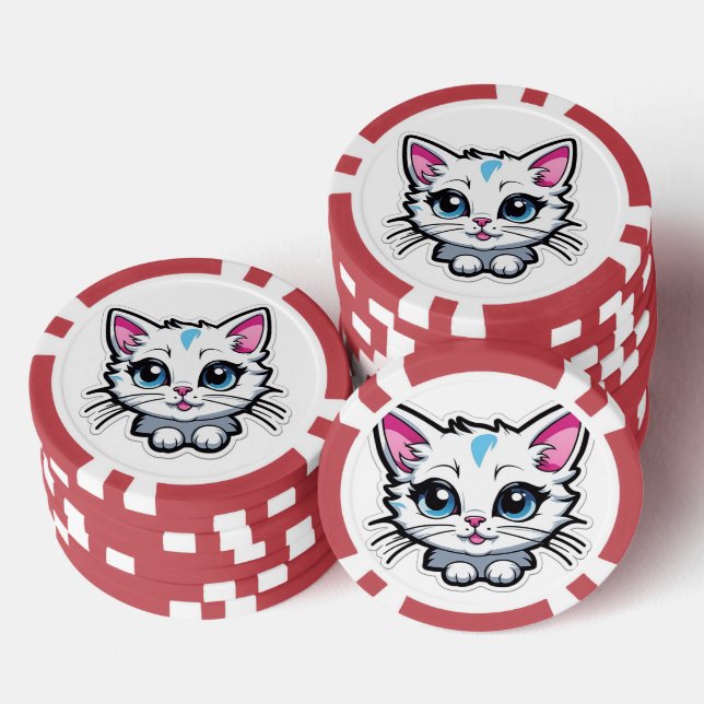 funny cat poker chips (Stack)