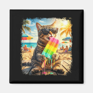 Funny cat popsicle summer animal sunglasses meme magnet